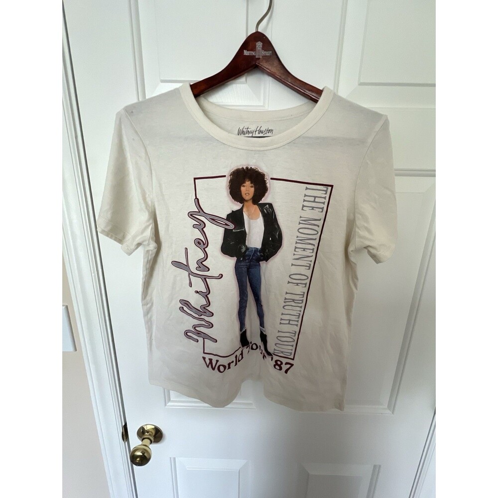 Women's Whitney Houston 1987 World Tour Concert T Shirt Size L Made in 2022